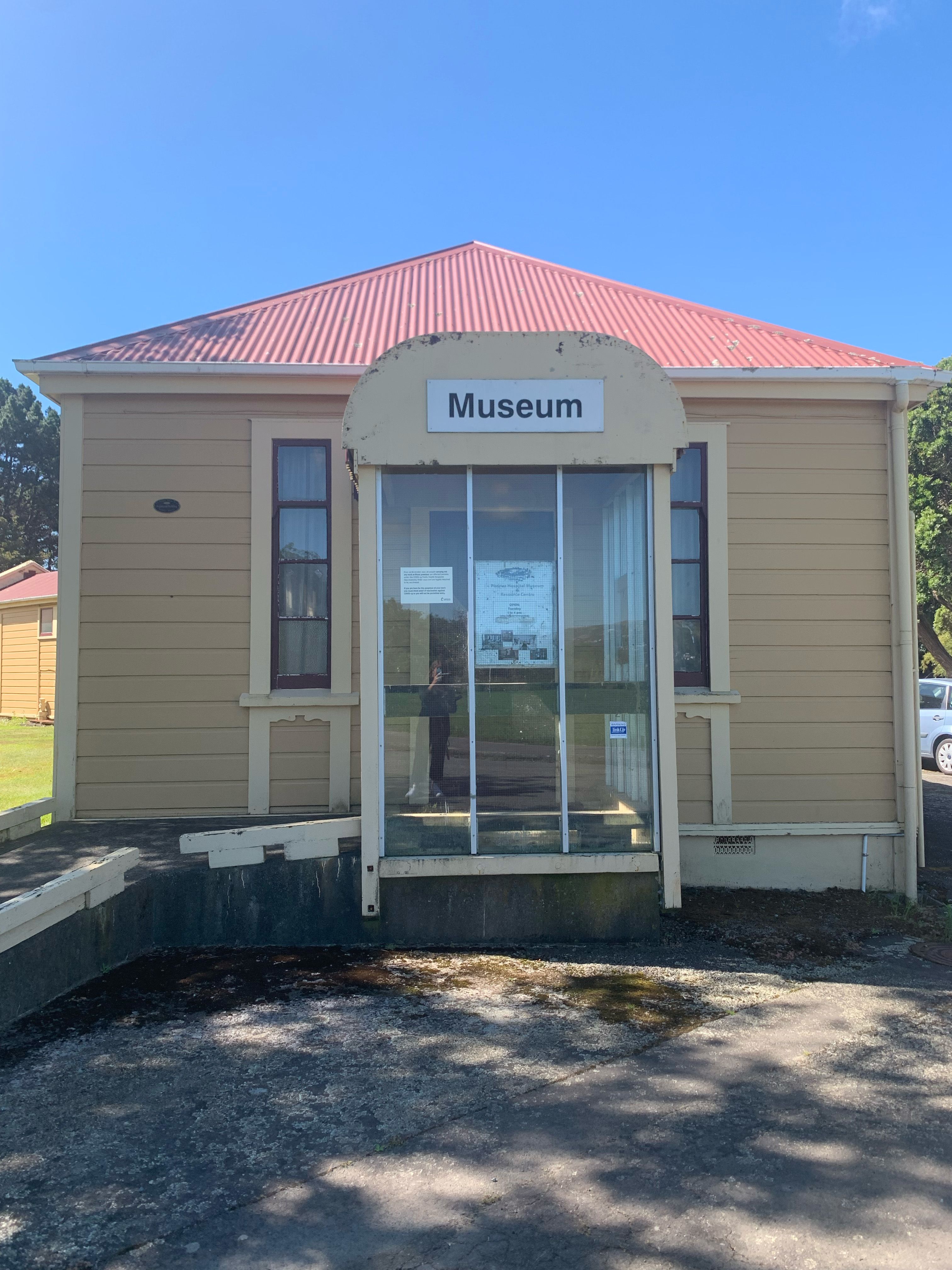 Exterior and entrance ddors of the Porirua Hospital Museum