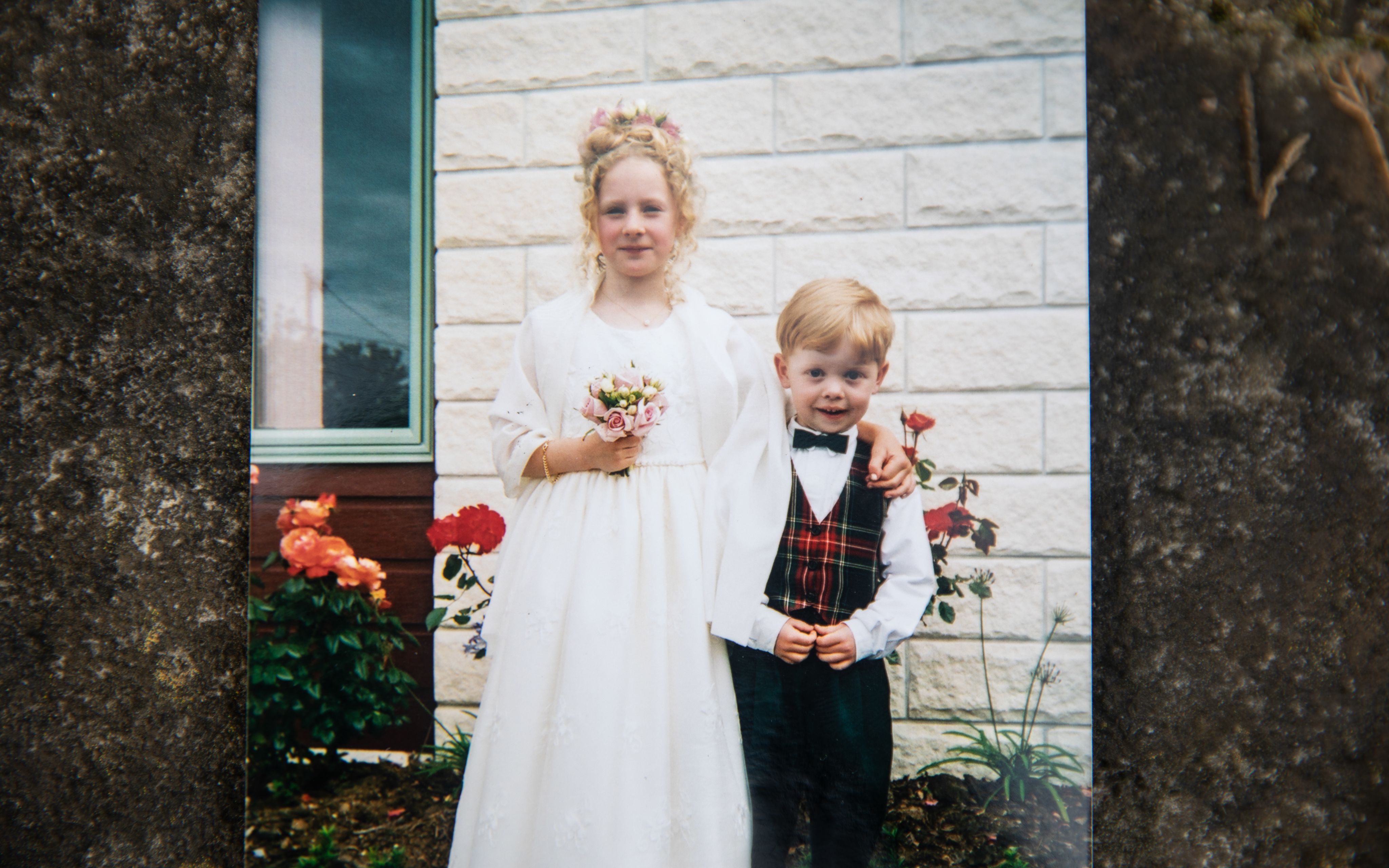 Childhood photograph of Brad Miller and Cassie Dean